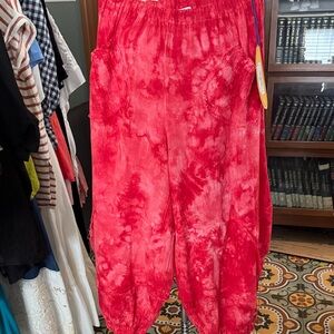 Oh My Gauze! Red Tie-Dye Wide Leg Pants